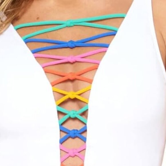 Bleu by Rod Beattie Women's Core-Lace-Down Mio One-Piece Swimsuit Sz 6 - Picture 3 of 11